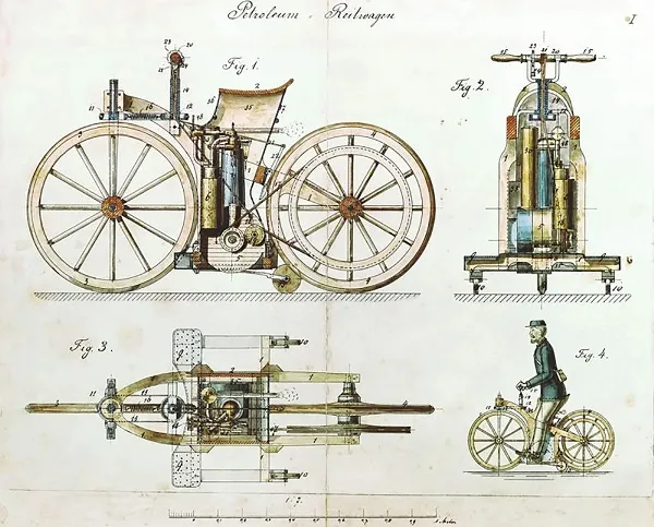 Даимлер Реитваген - први мотоцикл Готтлиеб Даимлер, 1885.